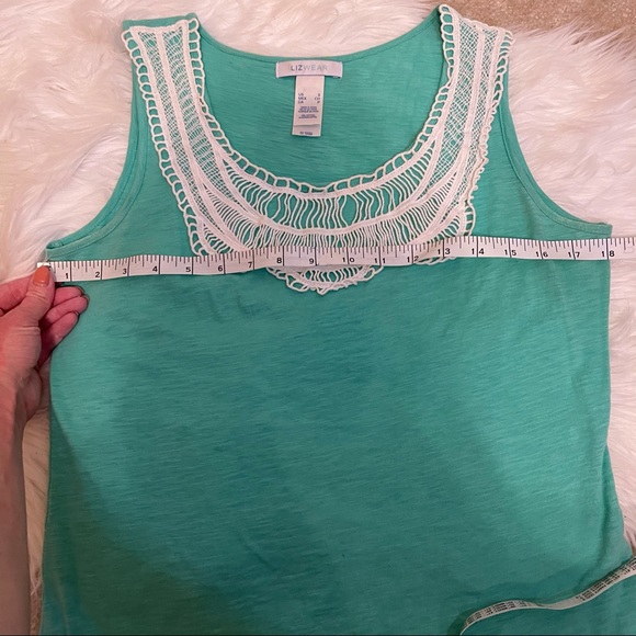 Lizwear Mint Green & White Crochet Tank Top Small - Picture 7 of 9